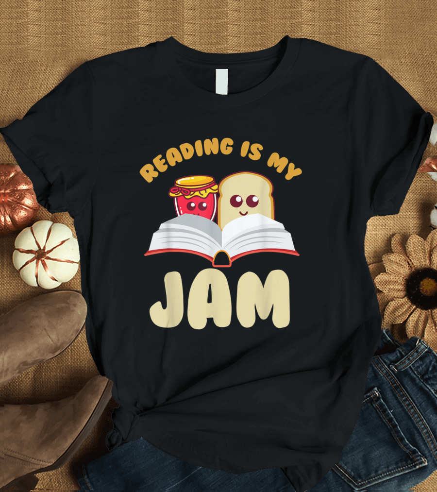 Reading Is My Jam Bookworm Bread and Jam Characters T-Shirt
