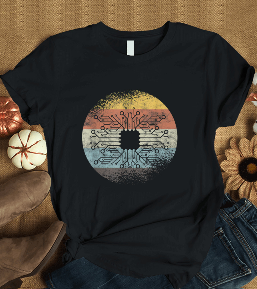 Vintage Microchip Circuit Retro Electronics T-Shirt