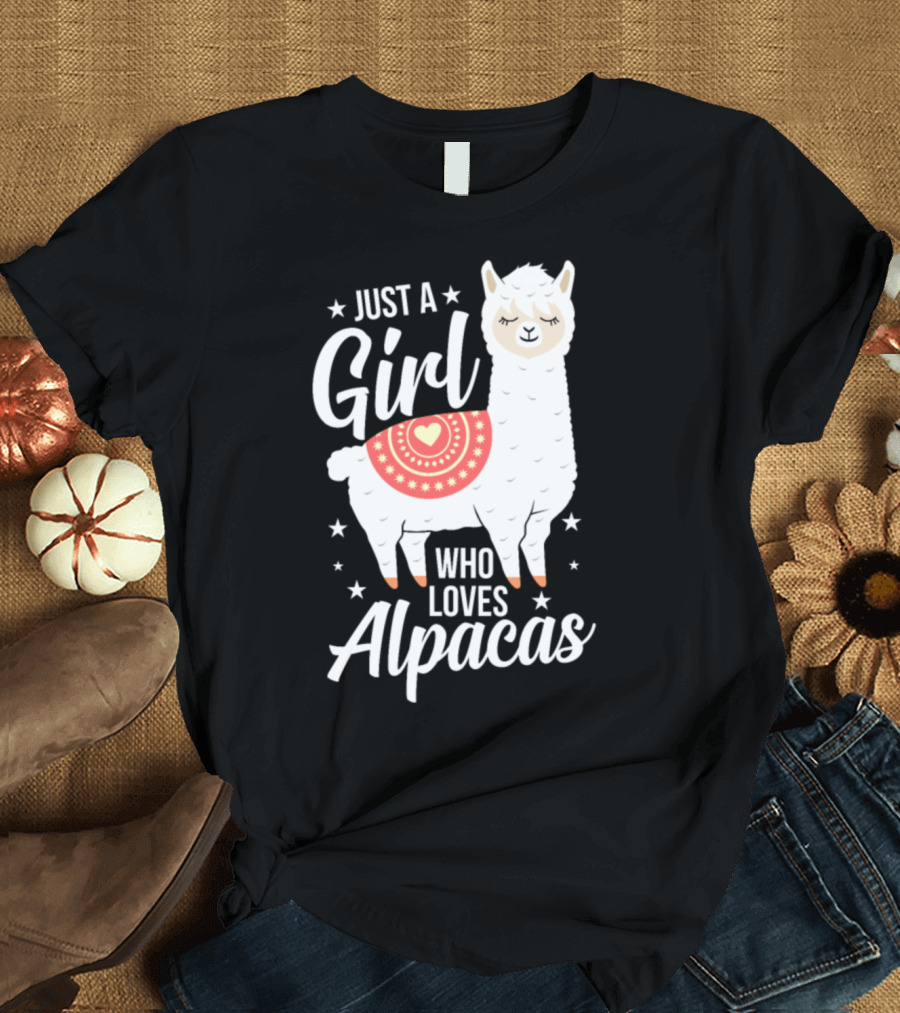 Just A Girl Who Loves Alpacas with Cute Funny Heart T-Shirt