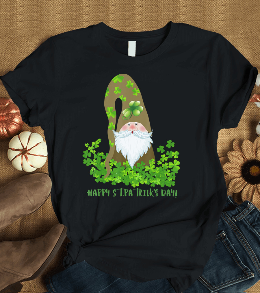 Gnome Happy St. Patrick's Day with Shamrocks and Clover Hat T-Shirt