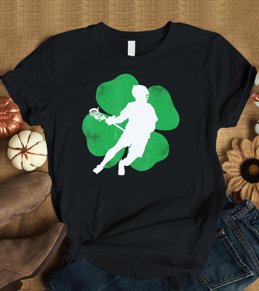 St Patrick's Day Irish Lacrosse Lover Clover T-Shirt
