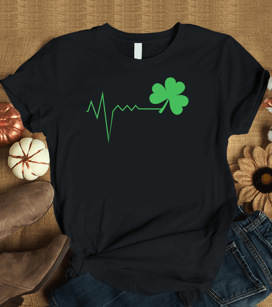 St. Patrick's Day Ireland Clover Heartbeat T-Shirt