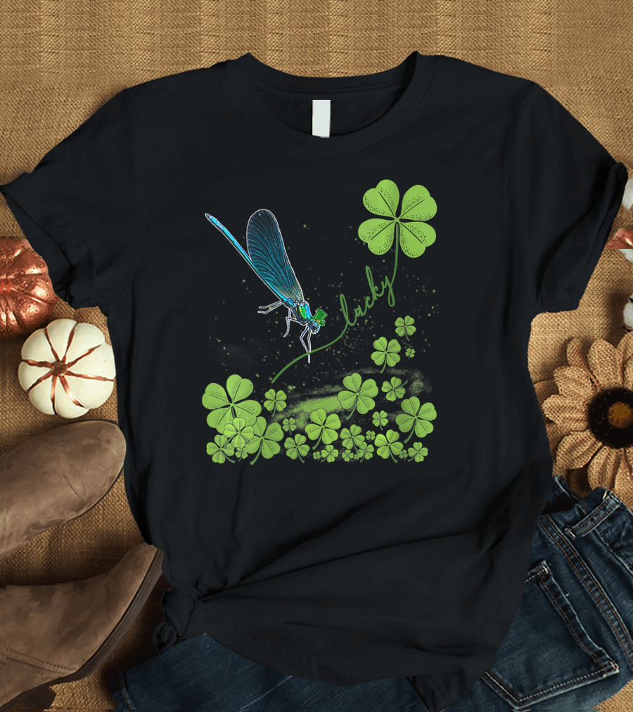 Lucky Dragonfly Shamrock St Patrick's T-Shirt