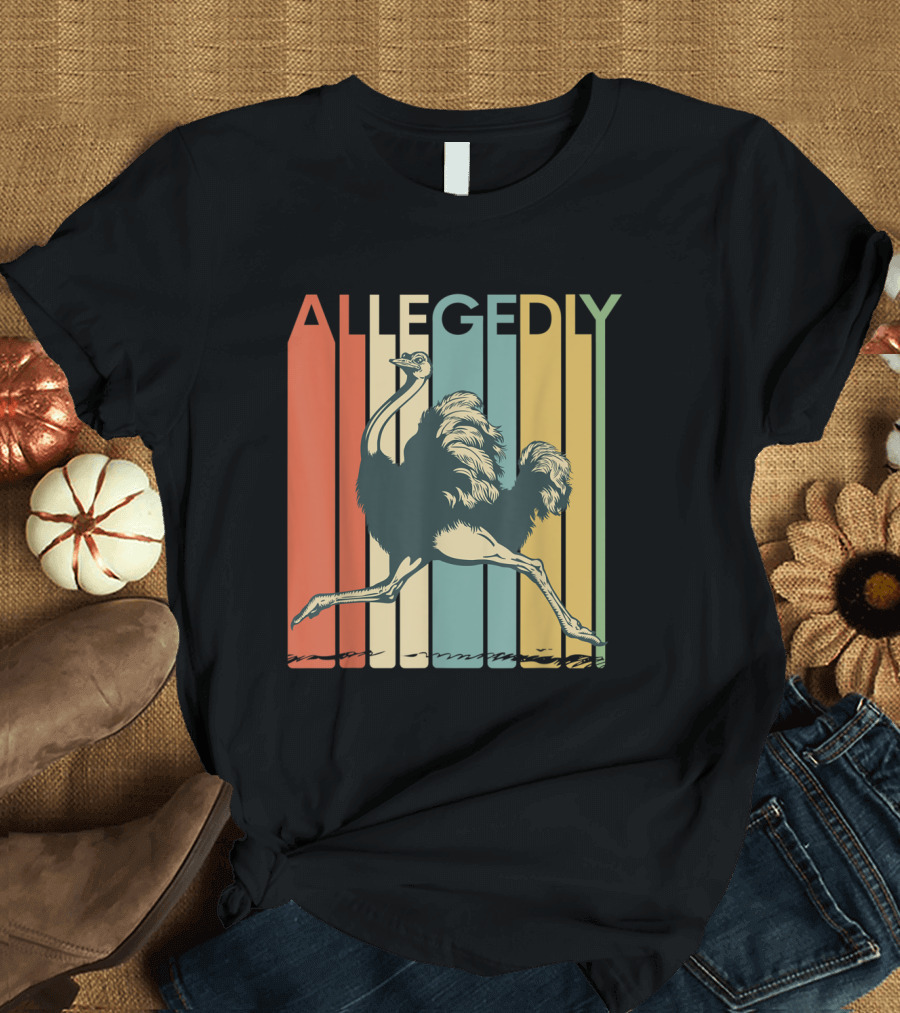 Allegedly Ostrich Lover Retro Colors Flightless Bird T-Shirt