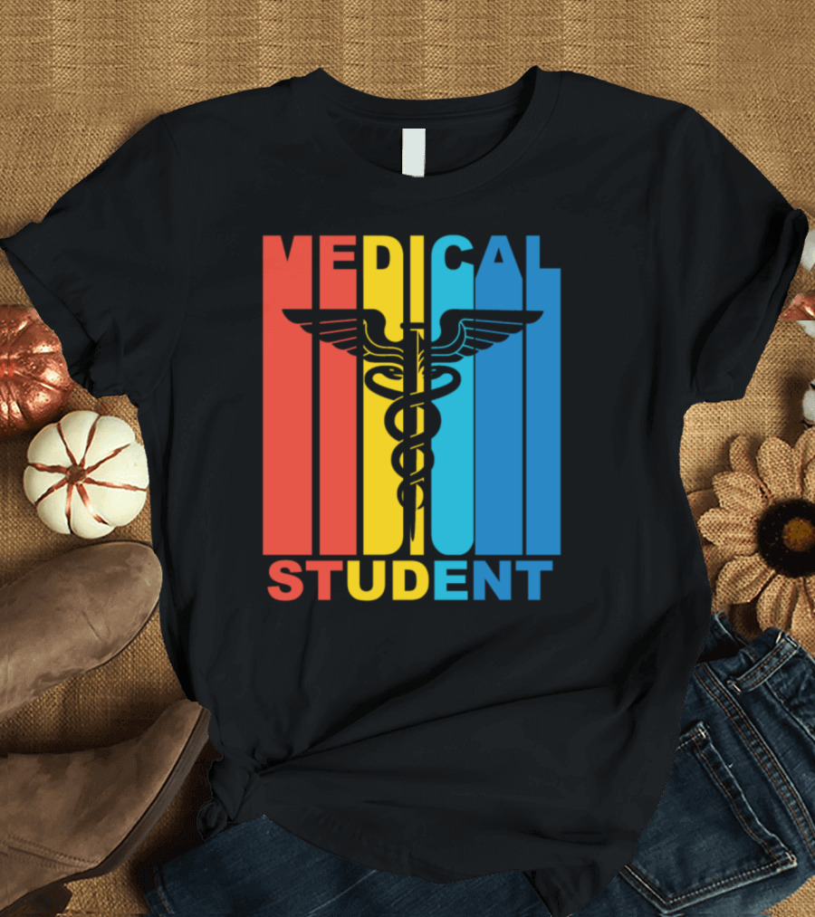 Medical Student Caduceus Vintage Retro Stripes T-Shirt