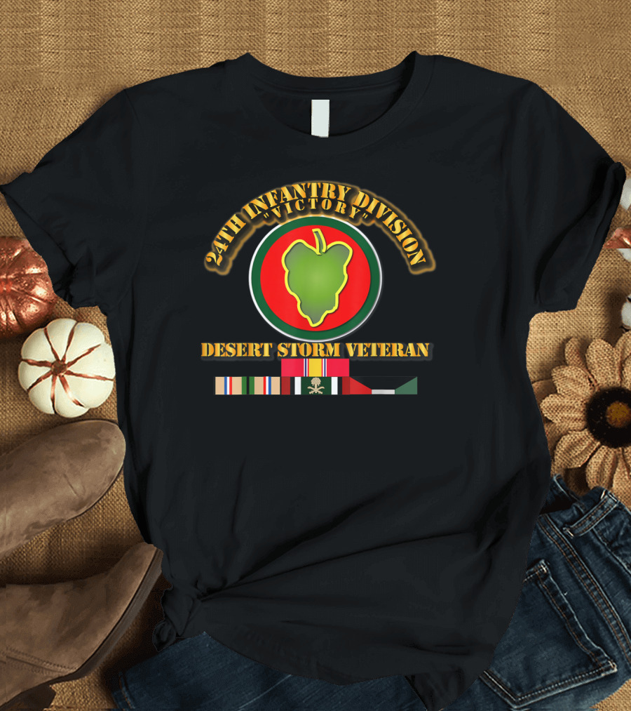 24th Infantry Division Victory Desert Storm Veteran Military Ribbons and Insignia T-Shirt