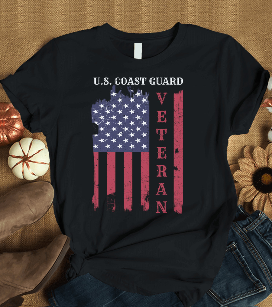 U.S. Coast Guard Veteran American Flag Appreciation T-Shirt