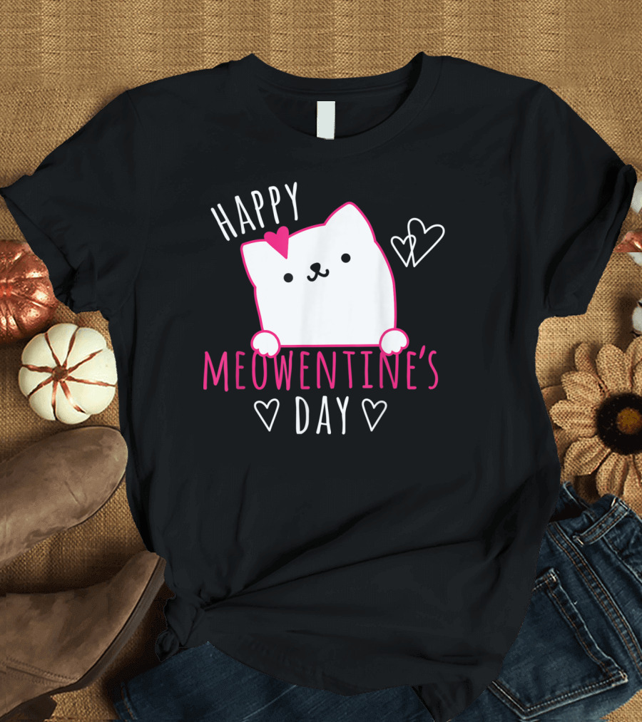 Happy Meowentine's Day Cute Cat Valentines Day For Girls Kitty T-Shirt