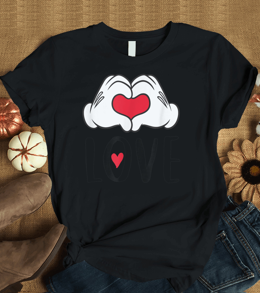 Mickey and Minnie Mouse Heart Hands Love T-Shirt
