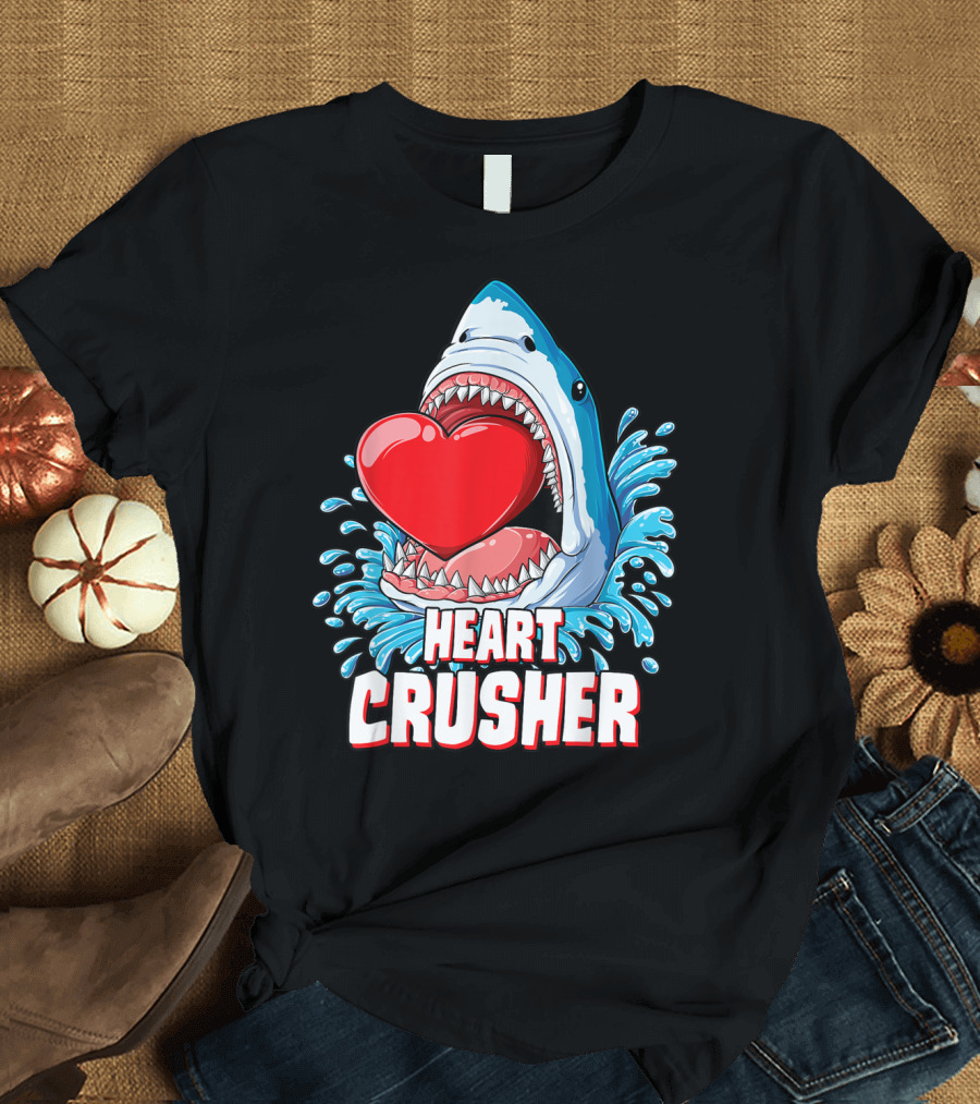 Valentine Heart Crusher Shark with Splashing Water T-Shirt