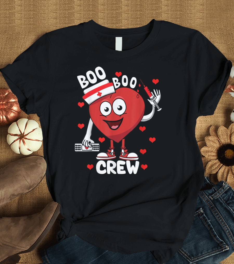 Valentine's Boo Boo Crew Nurse Heart with Syringe and Hearts T-Shirt