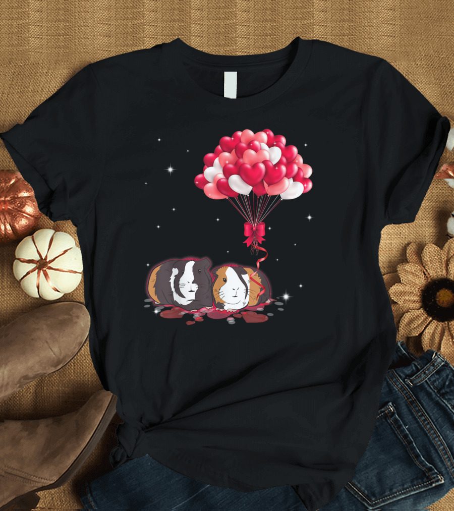 Valentines Day Guinea Pig Heart Balloons T-Shirt
