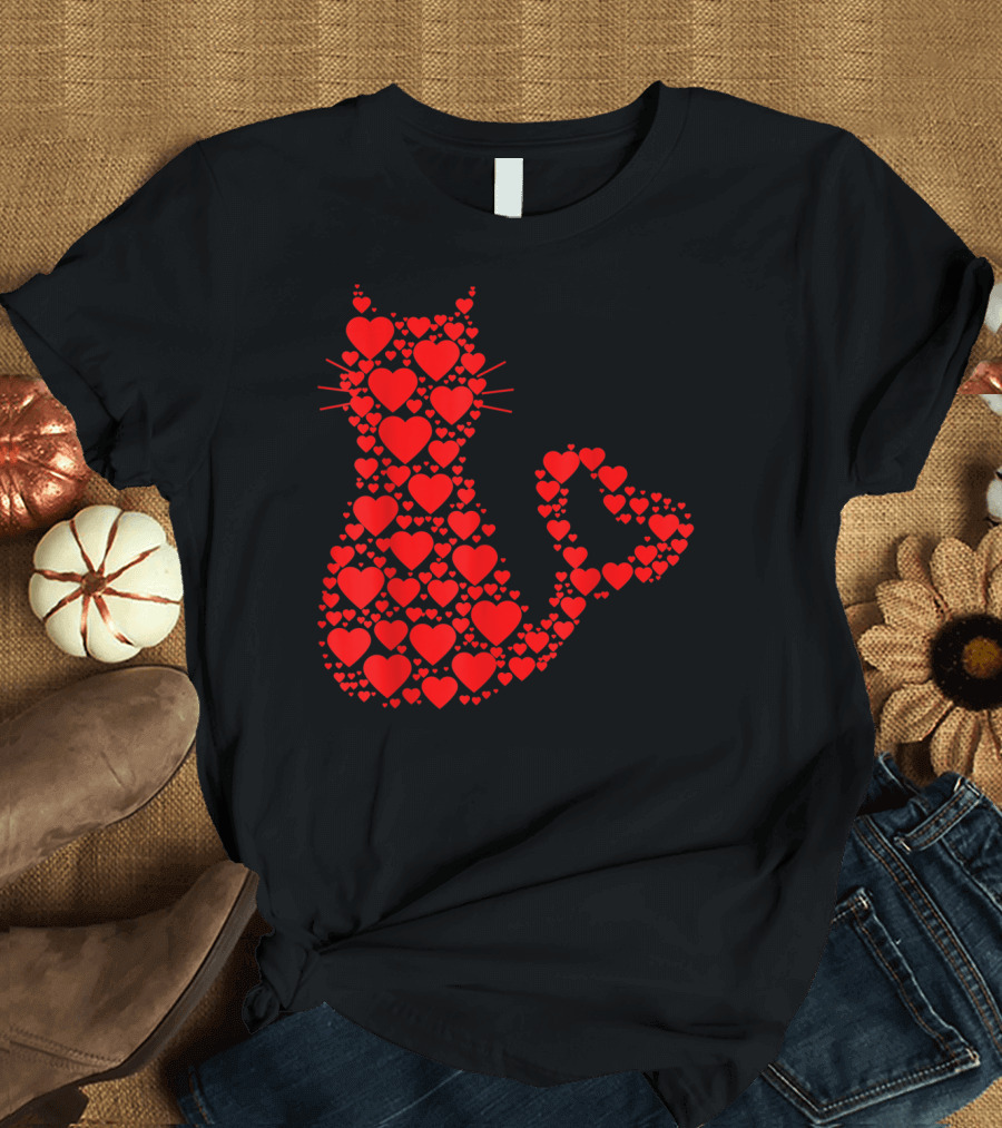 Cat Valentine Day A Lot of Heart Cat Lover T-Shirt