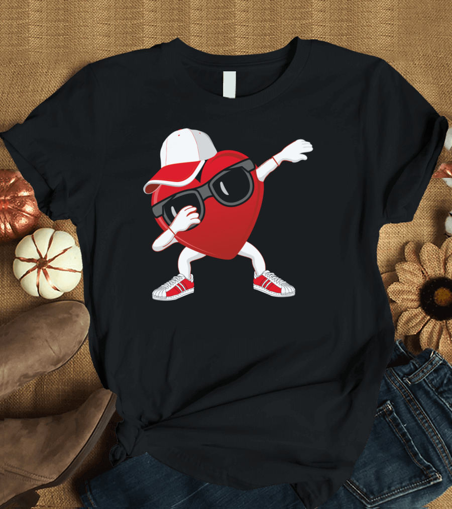 Funny Valentines Day Dabbing Heart T-Shirt