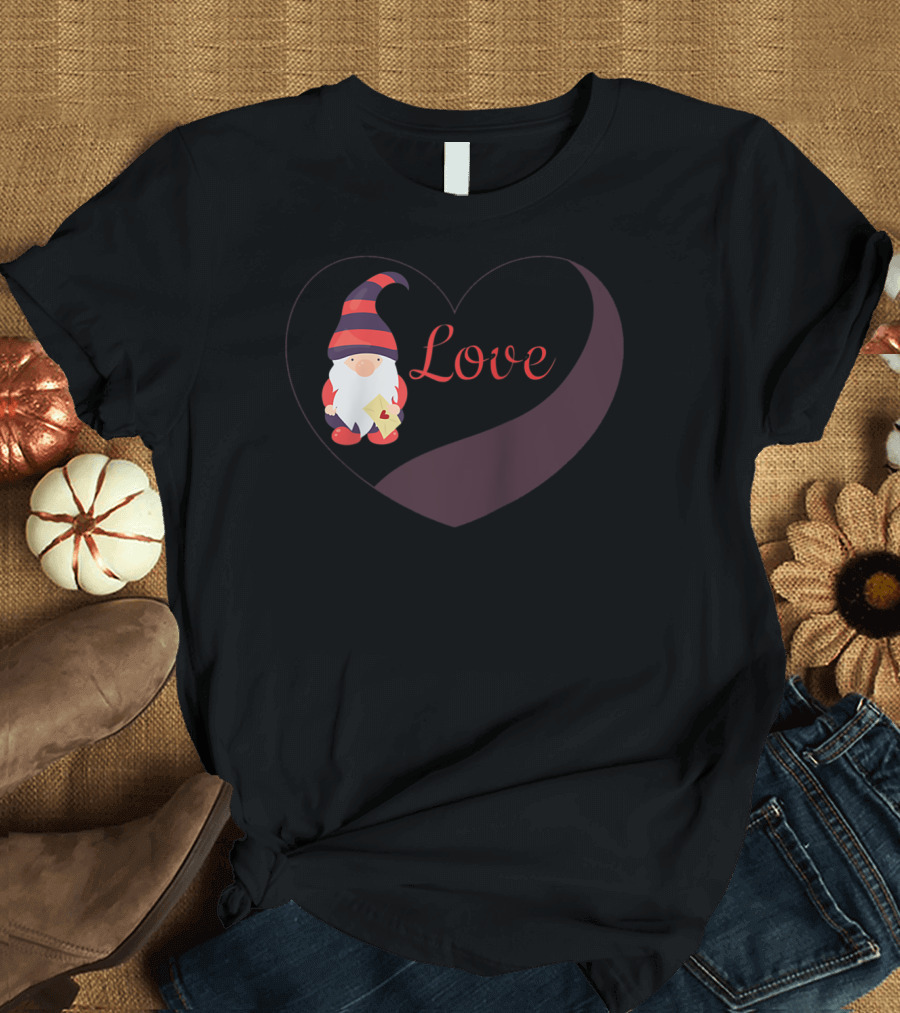Gnome Love Heart Valentine's Day T-Shirt