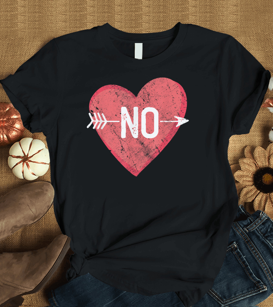 Hard No Pink Candy Heart Anti Valentine Day Arrow T-Shirt