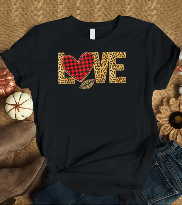 T-Shirt: Love Leopard Valentine Buffalo Plaid Heart Lips T-Shirt Love Leopard Valentine Buffalo Plaid Heart Lips T-Shirt
