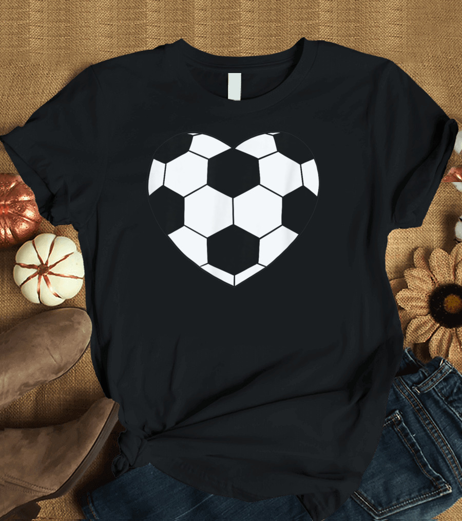 Valentine Soccer Lover Heart Pattern Soccer Valentine Day T-Shirt