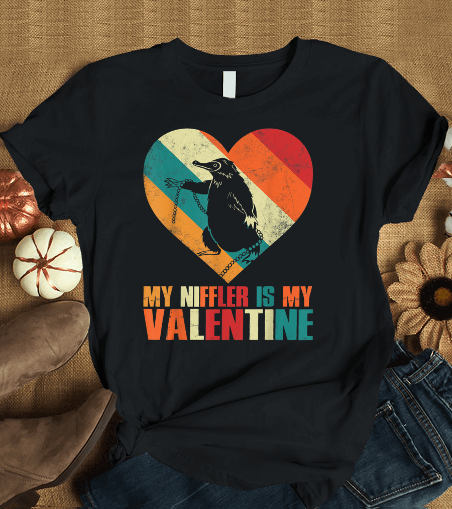 My Niffler Is My Valentine Vintage Heart T-Shirt
