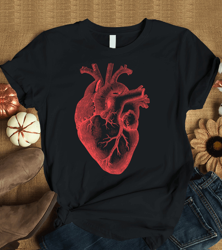 Anatomical Heart Spread The Love Artsy Red T-Shirt