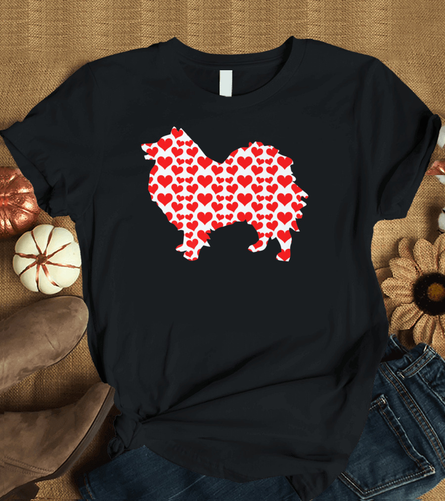 Keeshond Dog Hearts Valentine Pet Love T-Shirt
