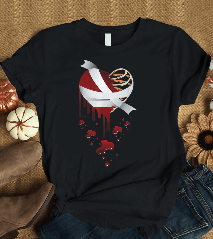 Crazy Love Hurt Broken Heart Pain Dripping Skeleton Ribs T-Shirt