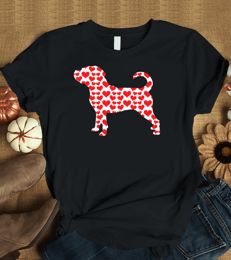 Puggle Dog Red Hearts Valentine Pet Love T-Shirt