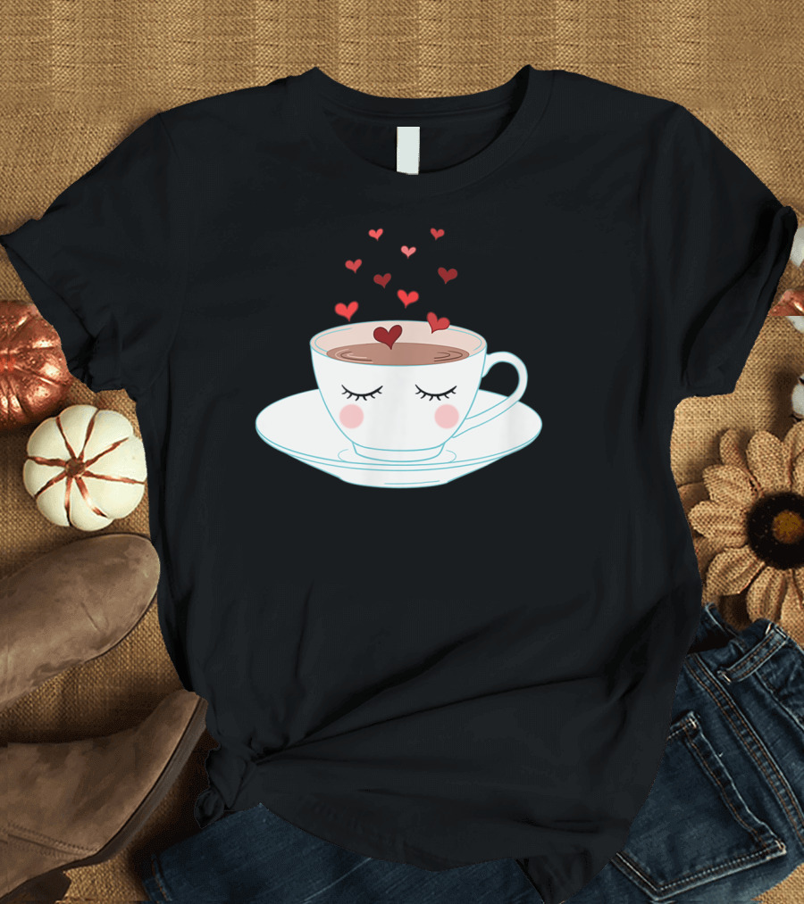 Valentine Love Cup with Heart Accents and Happy Face T-Shirt