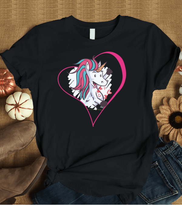T-Shirt: Valentine's Unicorn Heart Holiday Sweater Iconic T-Shirt Valentine's Unicorn Heart Holiday Sweater Iconic T-Shirt