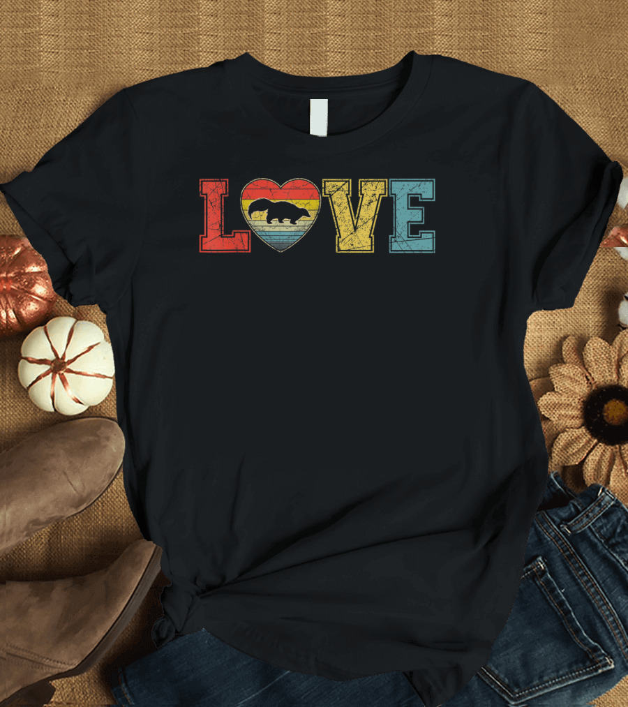 Vintage Heart Skunk Lover Rainbow LOVE Christmas Valentine T-Shirt