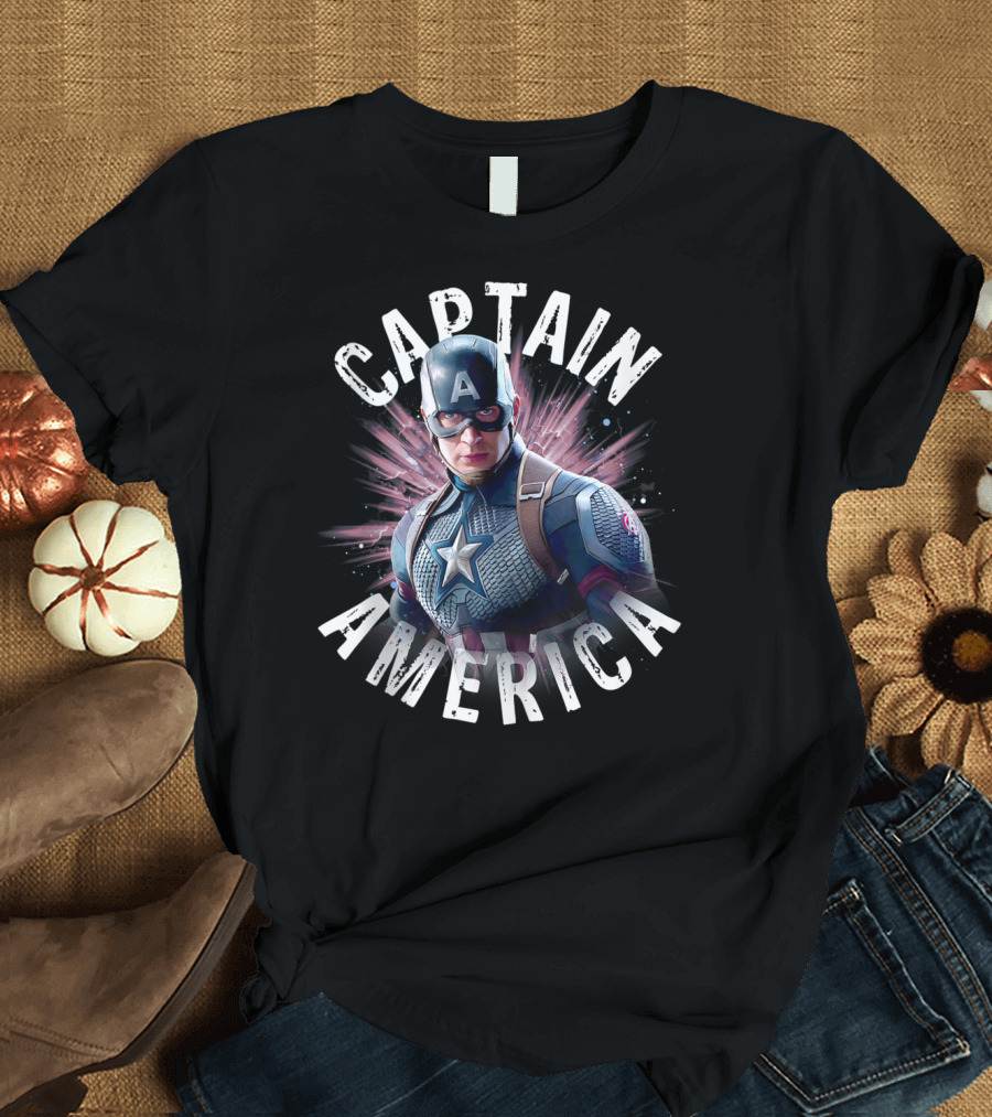 Captain America Avengers Endgame Heroic Portrait Explosion T-Shirt