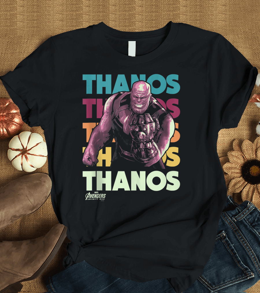 Marvel Avengers Infinity War Thanos Power Stacked Name T-Shirt