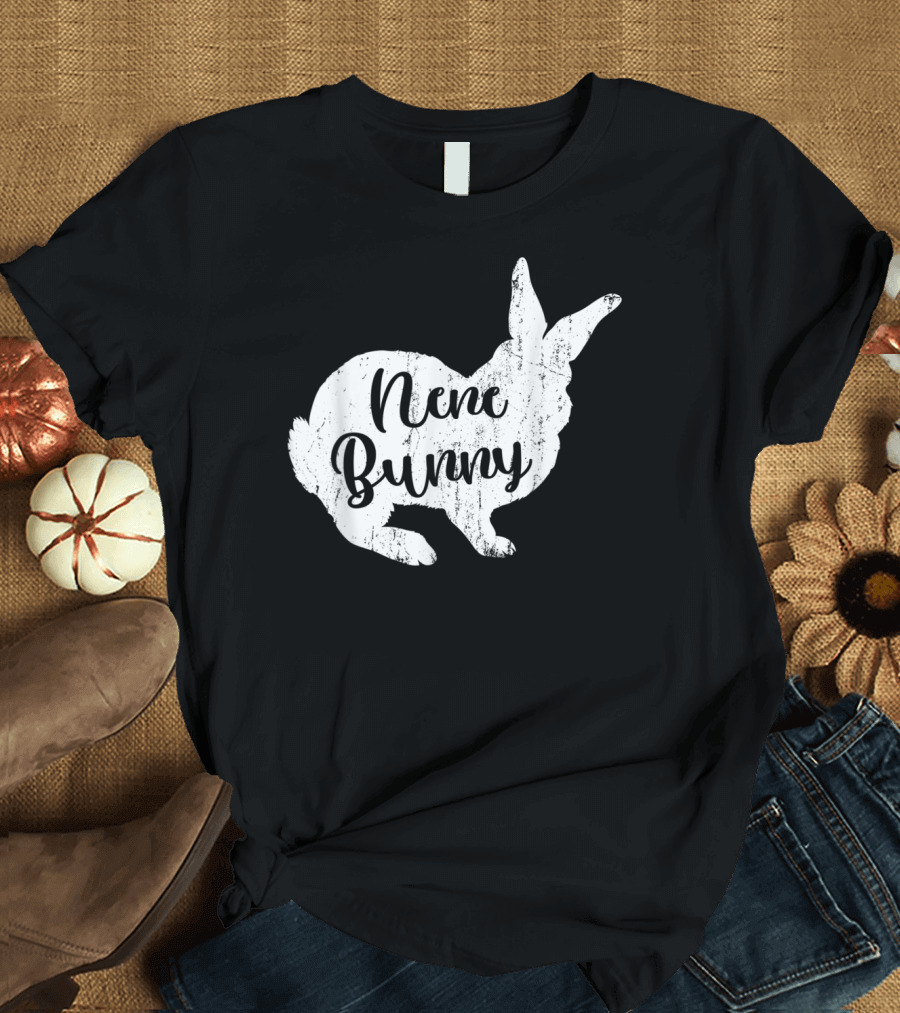 Nene Bunny Cute Easter Rabbit Silhouette with Whimsical Text T-Shirt