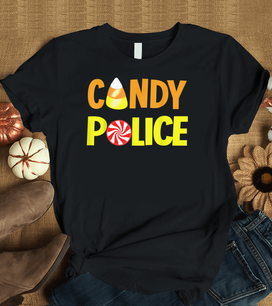 Candy Corn and Peppermint Candy Police T-Shirt