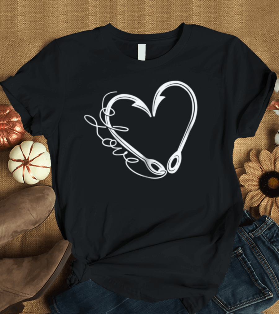 Love Heart Fishing Hooks T-Shirt