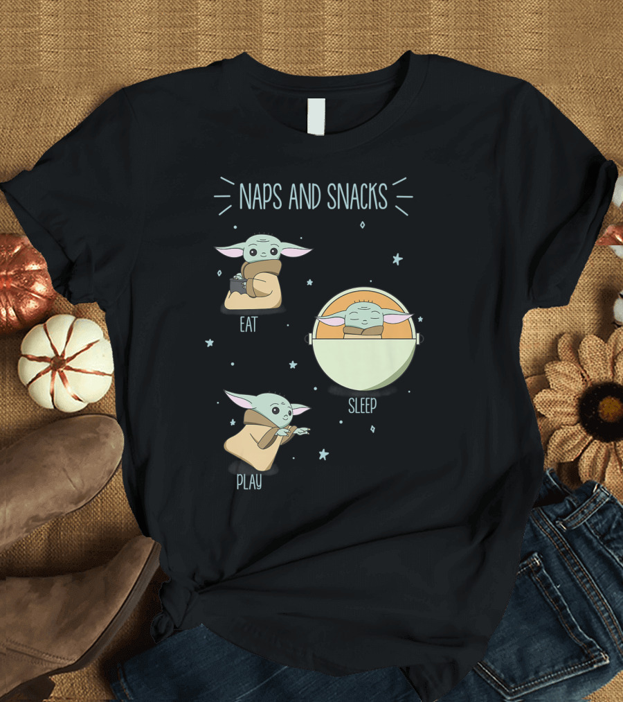 Naps and Snacks Eat Sleep Play The Mandalorian The Child T-Shirt