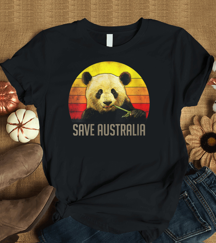 Save Australia Australian Panda Vibrant Sunset T-Shirt
