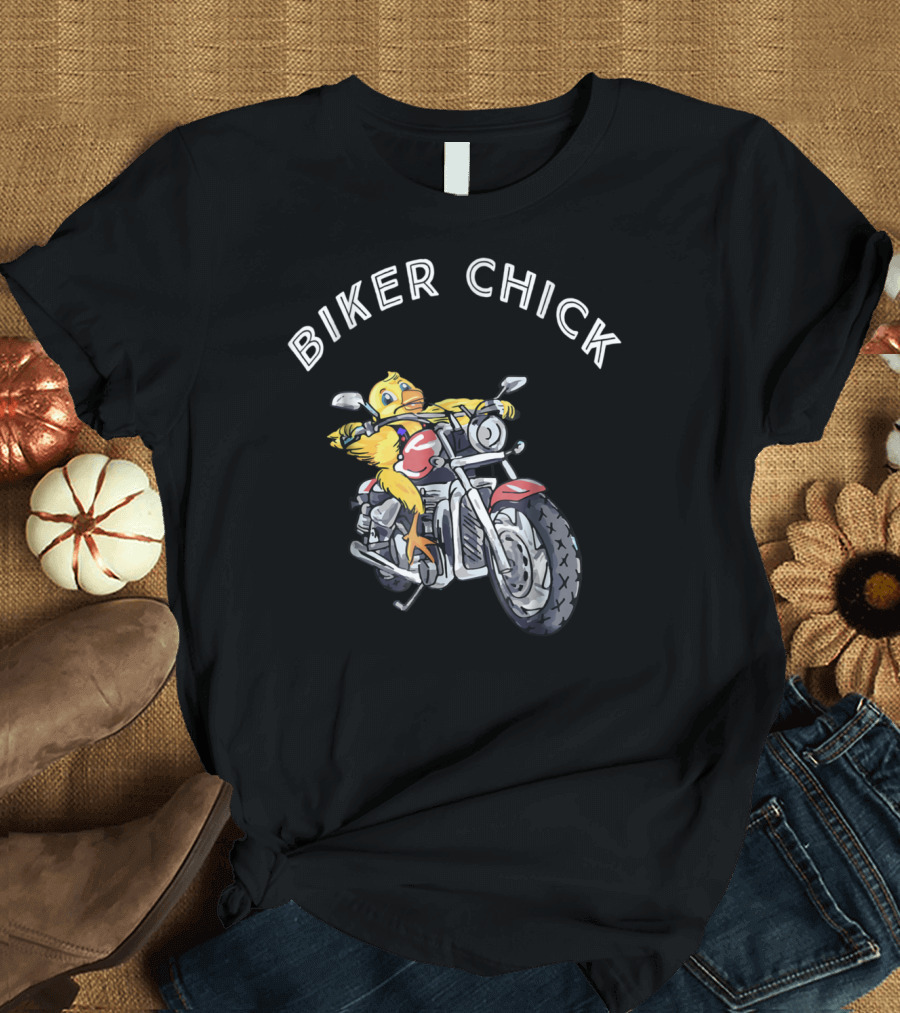 Biker Chick Riding Motorcycle T-Shirt