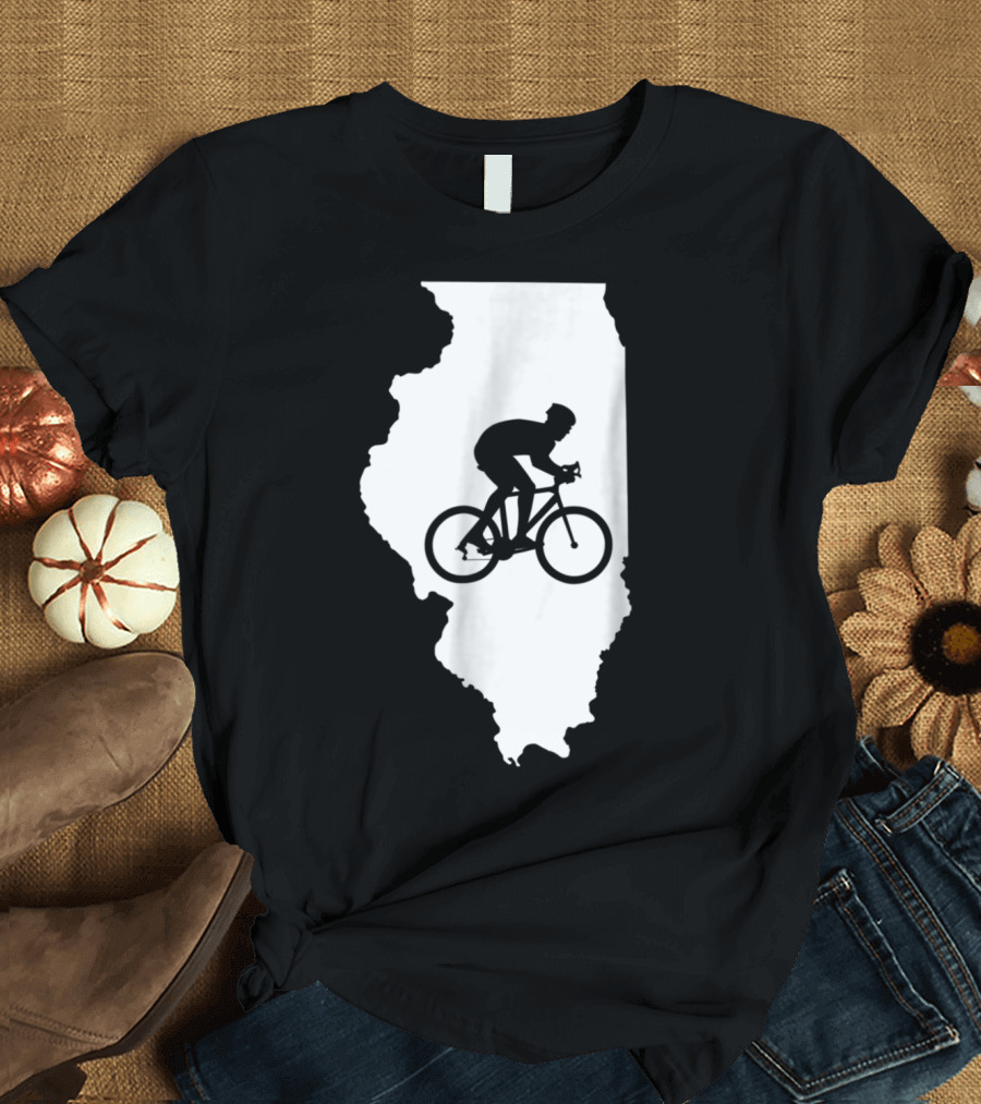 Illinois Biker Silhouette Love Mountain Biking T-Shirt