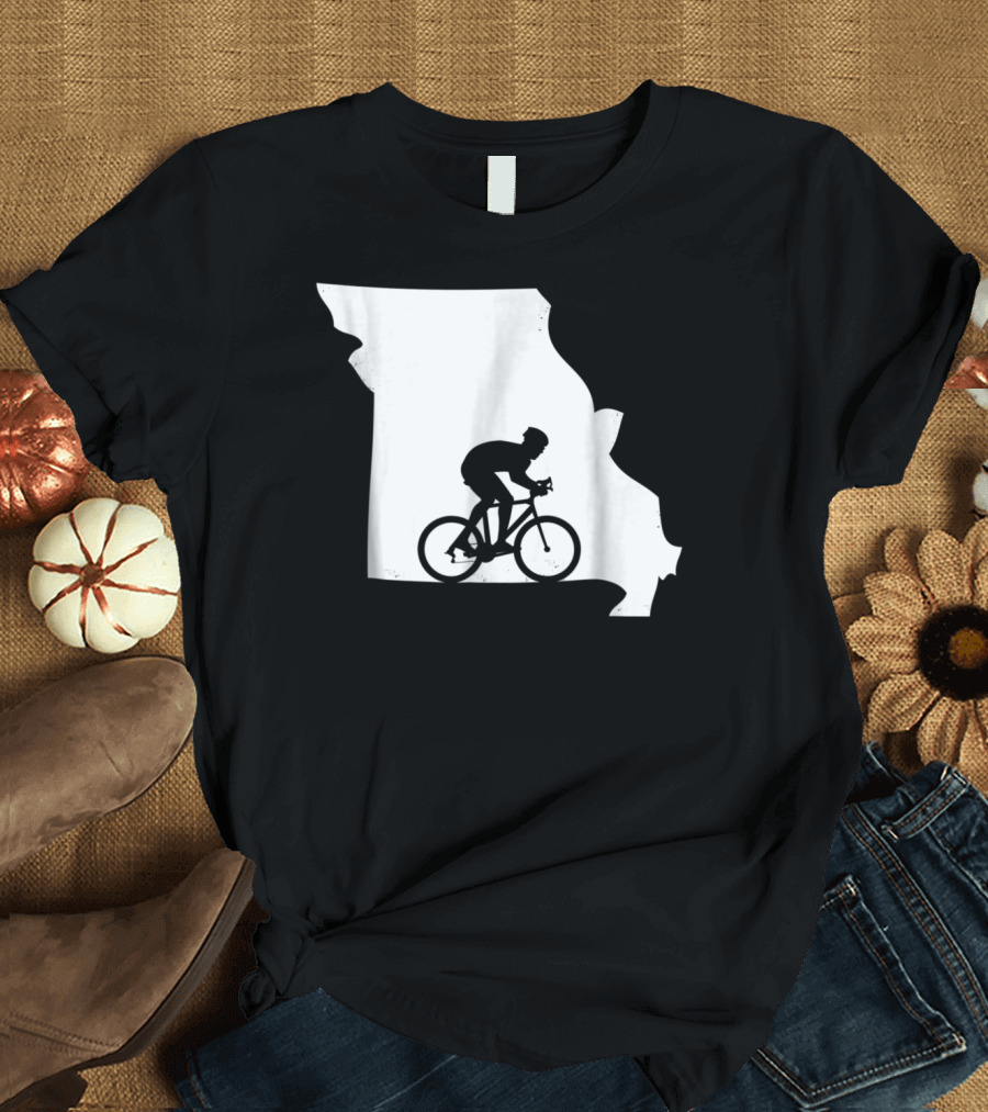 Missouri Biking Love Mountain Bike Silhouette Mo Biker T-Shirt