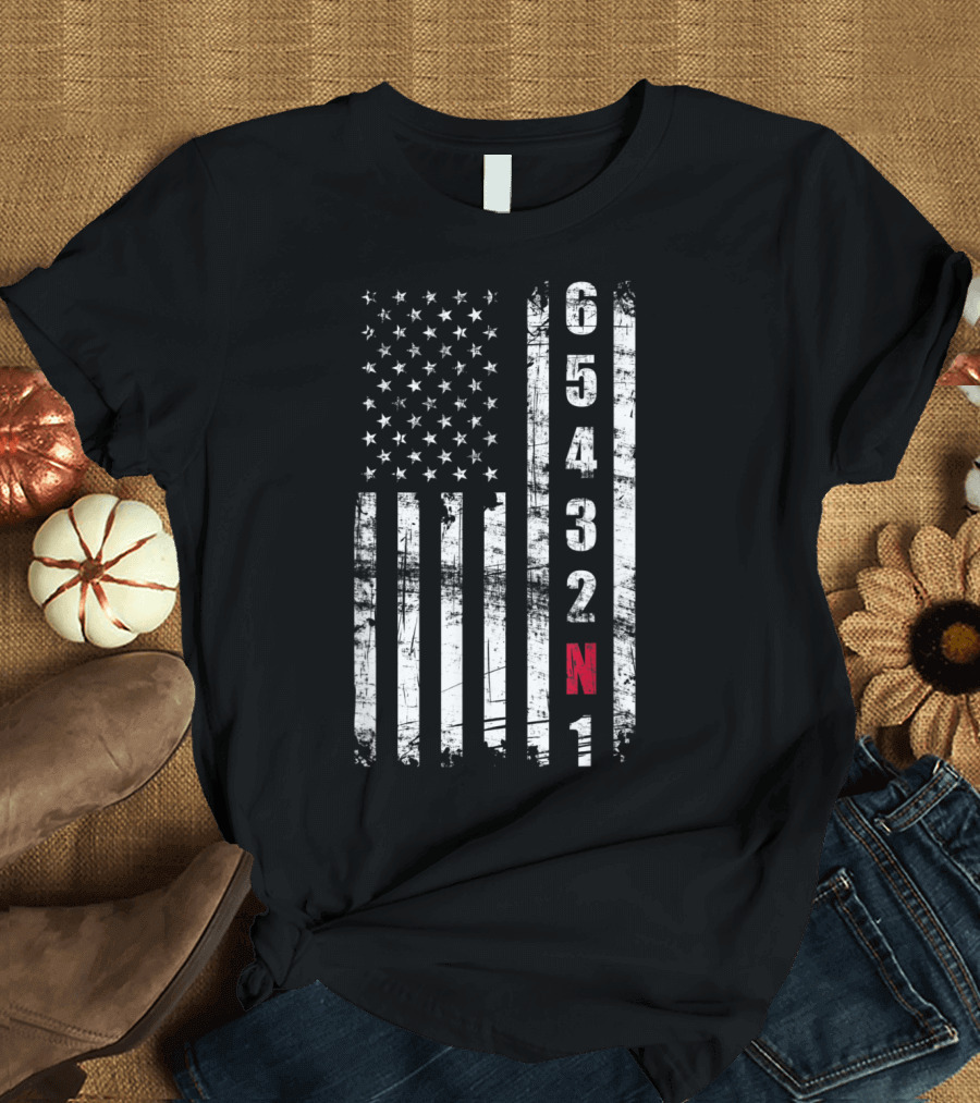 Motorcycle Gears Flag USA 654321N Fun Motorbike T-Shirt