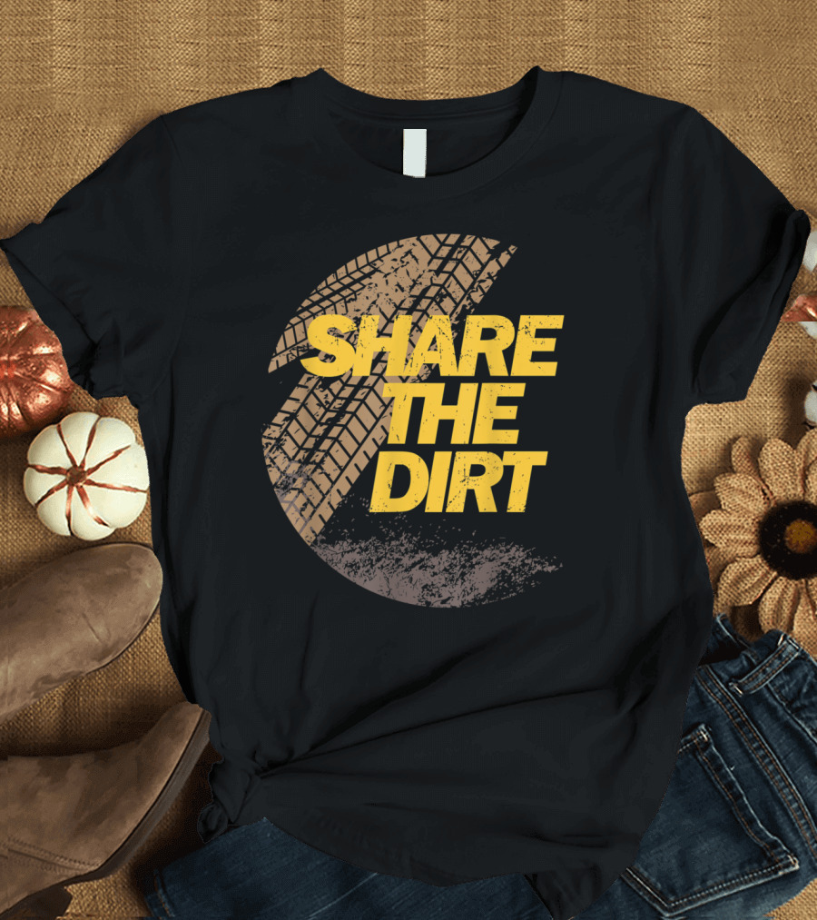 Share The Dirt Cycling Kids Biker Tire Track Moto T-Shirt
