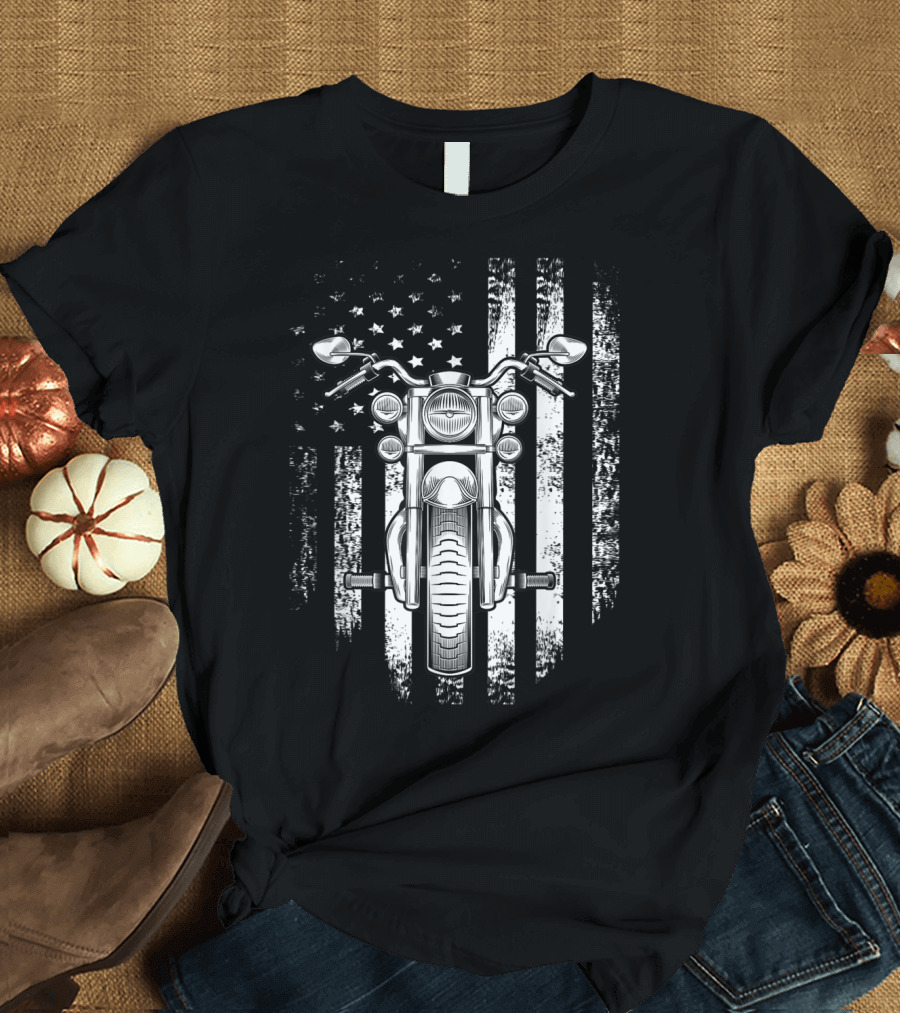 Vintage American USA Flag Motorcycle T-Shirt