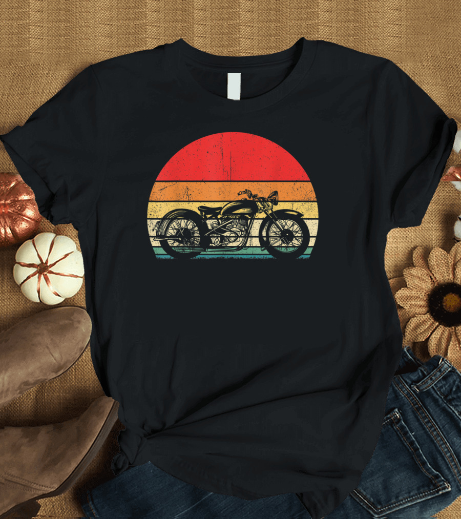 Vintage Motorbike Cycling Retro Sunset T-Shirt