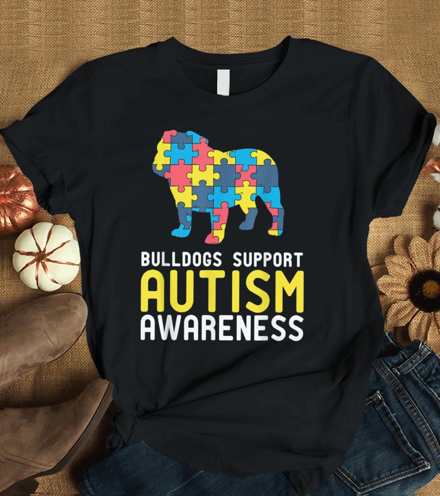 Bulldogs Support Autism Awareness Puzzle Piece T-Shirt