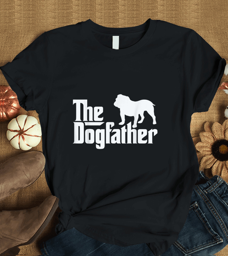 The Dogfather Bulldog Mens English Text T-Shirt