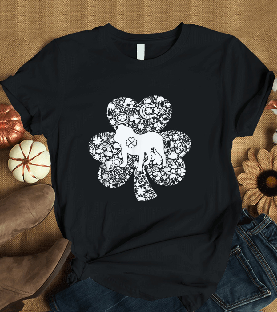 Shamrocks English Bulldog St. Patrick's Day Clover T-Shirt