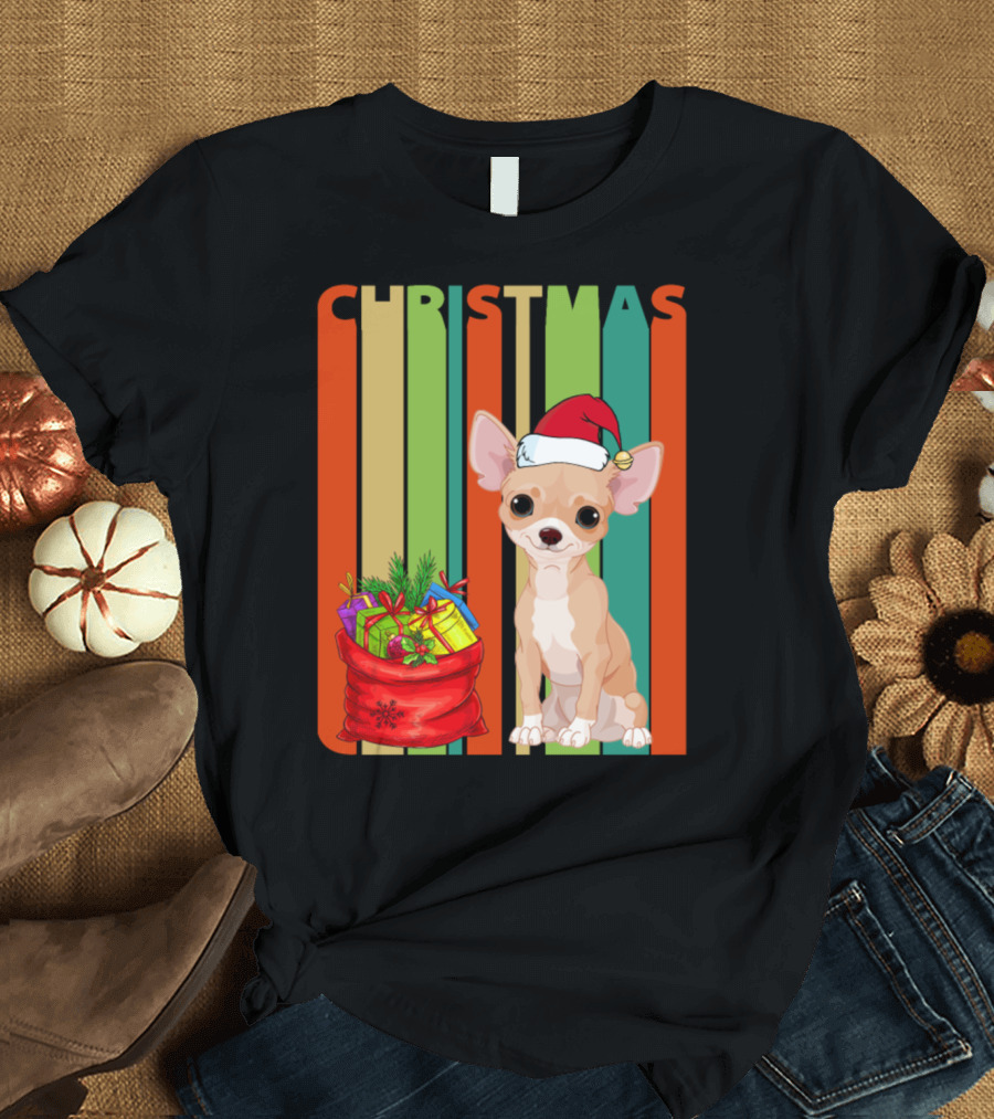 CHRISTMAS Chihuahua Santa Hat Present Bag T-Shirt