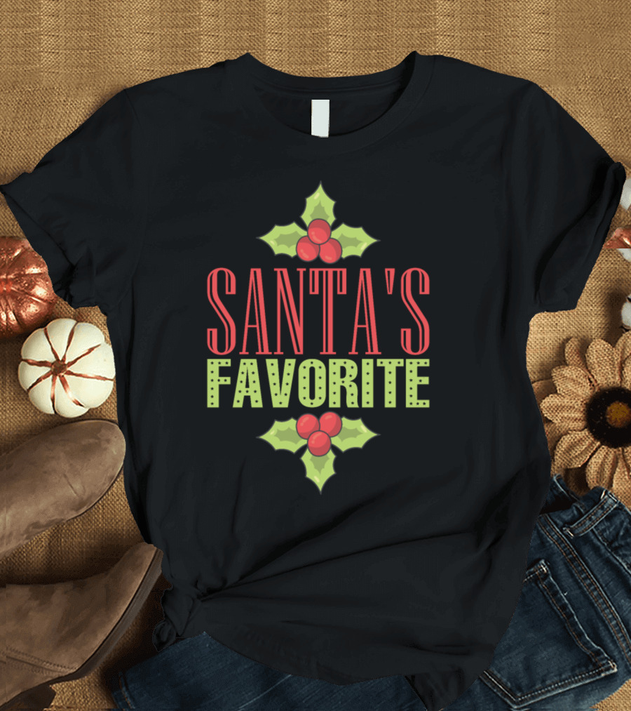 Santa's Favorite Holly Decoration Christmas Present T-Shirt