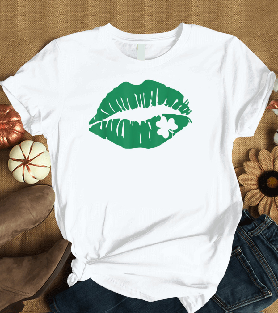 Kiss Me I'm Irish Lips Shamrock T-Shirt